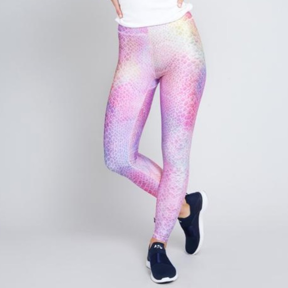 NWT, TEREZ pink snakeskin leggings SIZE MEDIUM